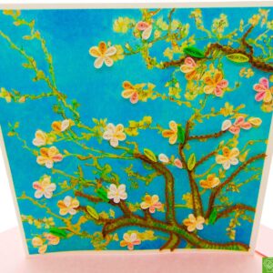 GREENHANDSHAKE Van Gogh's Almond blossom (1890) Quilling Art Greeting Card,Design Greeting Card for Birthday, Valentine's Day, Get Well, All Occasion. Framable Artwork for Art Lovers