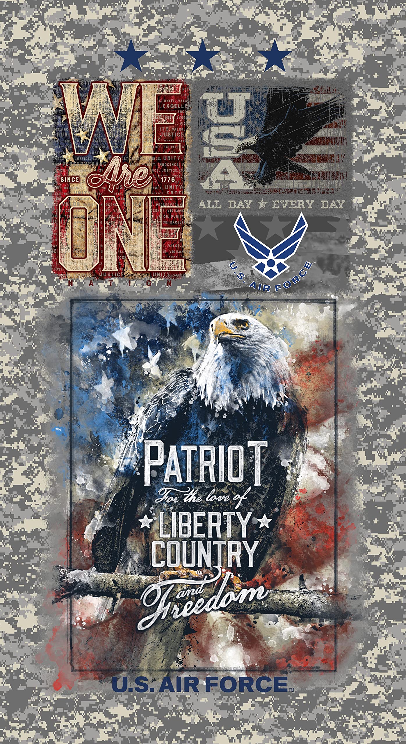 SYKEL ENTERPRISES United States Air Force Cotton Panel-US Military Air Force Eagle 100% Cotton USAF Quilting Panel by SYKEL