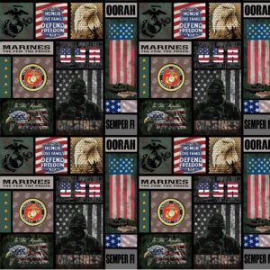 sykel enterprises united state military usmc cotton fabric-us marines servicemember camo flag block cotton fabric by sykel