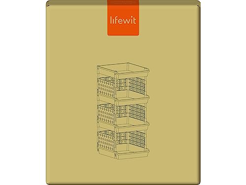 Lifewit Stackable Storage Bins, 4 Tier Stackable Baskets for Closet, Playroom, Kitchen, Food, and Pantry Organization, Large Capacity Stackable Storage Containers Shelves, 13.8 x 11.8 x 28.3 inch