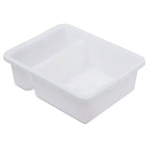 soro essentials- 7” deep white polyethylene commercial divided bus box heavy duty plastic restaurant tub dish washing box for kitchen organization storage