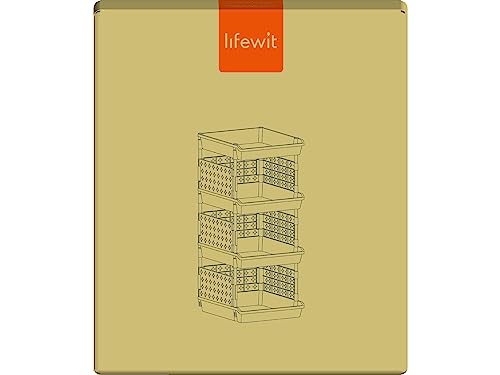 Lifewit Stackable Storage Bins, 4 Tier Stackable Baskets for Closet, Playroom, Kitchen, Food, and Pantry Organization, Large Capacity Stackable Storage Containers Shelves, 13.8 x 11.8 x 28.3 inch