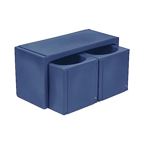 ECR4Kids Tri-Me Table and Cube Chair Set, Multipurpose Furniture, Navy, 3-Piece