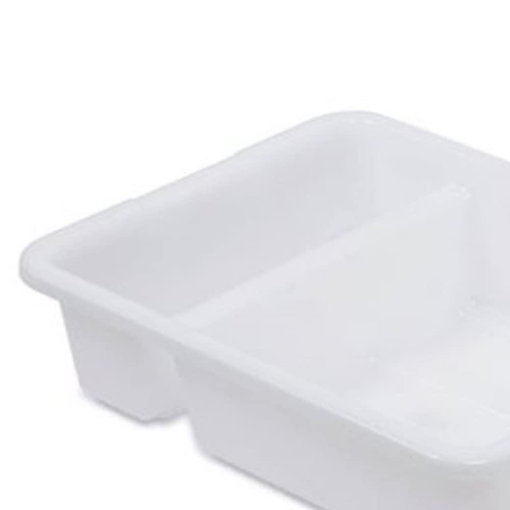 Soro Essentials- 7” Deep White Polyethylene Commercial Divided Bus Box Heavy Duty Plastic Restaurant Tub Dish Washing Box for Kitchen Organization Storage