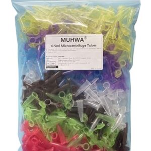 MUHWA 500 PCS Polypropylene Graduated Microcentrifuge Tube with Snap Cap, 0.5ml Capacity Microtubes (Assorted Colors)