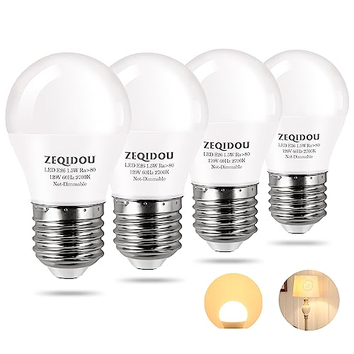 ZEQIDOU Low Watt LED Light Bulbs 1.5W Equivalent 10W 15W 20W Light Bulb, A15 LED 15 Watt Light Bulbs Soft White 2700K Low wattage 120v E26 Standard Base Small Light Bulb(4 Pack)