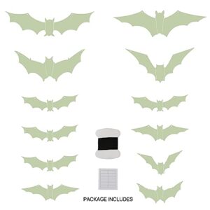 Forbidden Road 12 Pieces Bats Decoration Glow in The Dark Bat Stickers 3D DIY Bats Decor Luminous Bats Wall Decor Bats Decor Wall Stickers Bat Decals (12pcs, Green)