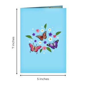 Hartensteler® Butterflies in Nature Pop Up Card - 3D Butterfly Card for Wife, Girlfriend & Mother (Birthday Card, Get Well, Thank You, Anniversary)