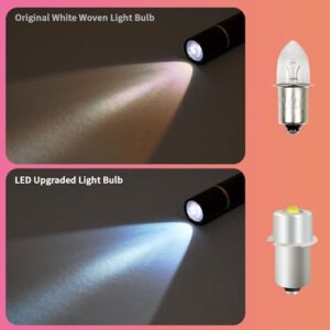 2Pack LED Upgrade Flashlight Bulb DC4-24V 3V-6V 4.5v 6V 12V 18V 3W P13.5S Led Conversion kit for Ryobi Milwaukee Craftsman Lamp Upgrade LED Bulb Replacement Bulb for Torch Tooling Lantern Bulbs (2)