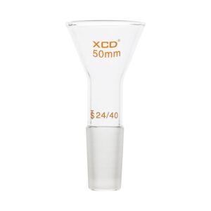 xcd glass funnel, borosilicate glass filter funnel short stem powder funnel with 24/40 inner joint (od 50 mm) lab glass powder funnel