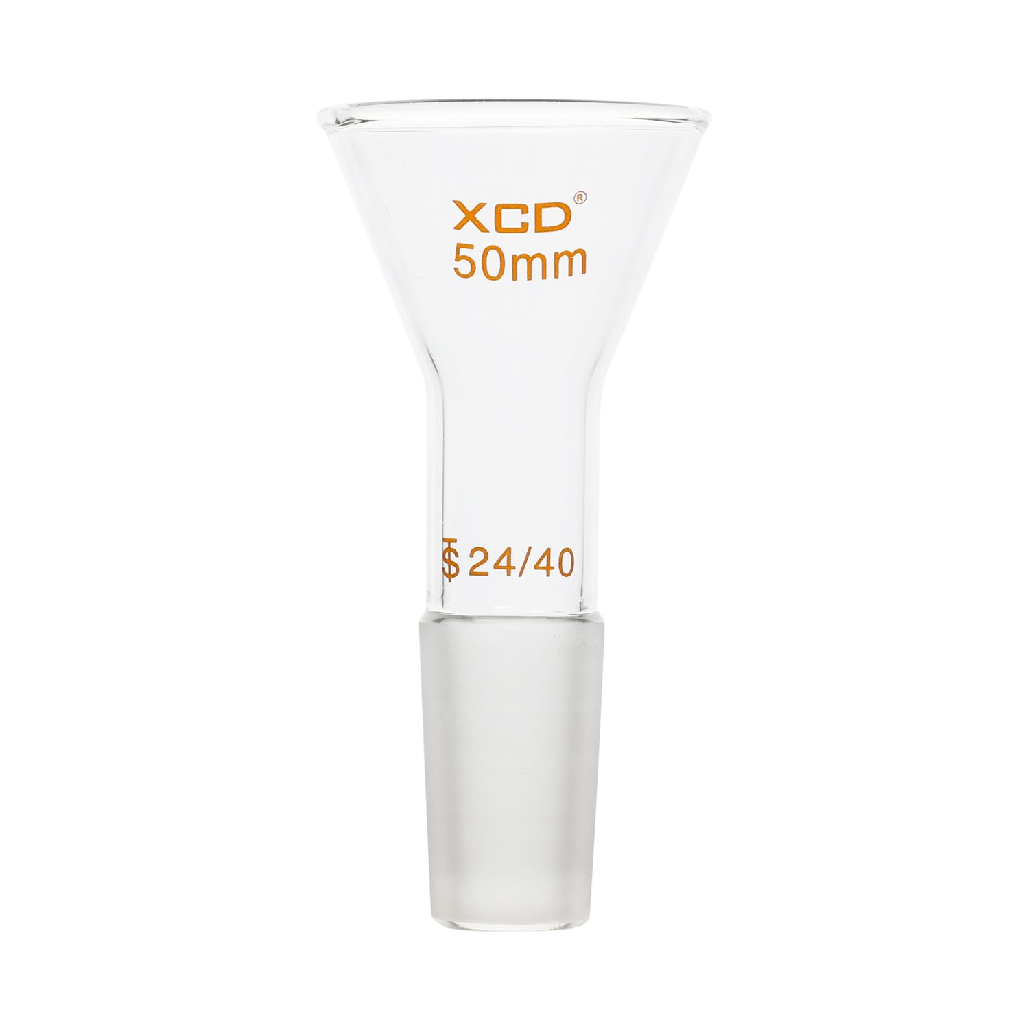 XCD Glass Funnel, Borosilicate Glass Filter Funnel Short Stem Powder Funnel with 24/40 Inner Joint (OD 50 mm) Lab Glass Powder Funnel