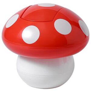 logofun mushroom trash can mushroom waste bin desktop garbage bin cute waste basket with lid for home office - red