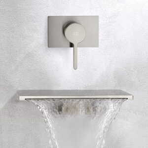 pop sanitaryware wall mounted waterfall bathtub faucet brushed nickel single handle tub filler faucet with valve