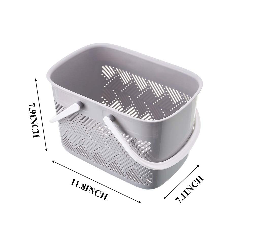 kamuavni Shower Caddy Portable,College Dorm Organizer Plastic Bathroom Storage Organizer Bins Cute Shower Caddy Basket With Handle Portable Caddy Basket 11.8 * 7.1 * 7.9 inch - Grey