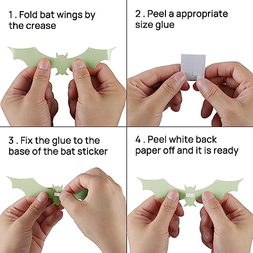 Forbidden Road 12 Pieces Bats Decoration Glow in The Dark Bat Stickers 3D DIY Bats Decor Luminous Bats Wall Decor Bats Decor Wall Stickers Bat Decals (12pcs, Green)