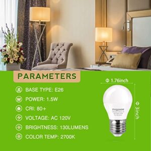 ZEQIDOU Low Watt LED Light Bulbs 1.5W Equivalent 10W 15W 20W Light Bulb, A15 LED 15 Watt Light Bulbs Soft White 2700K Low wattage 120v E26 Standard Base Small Light Bulb(4 Pack)