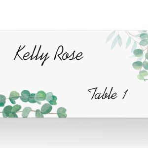 RokAPary Eucalyptus Tented Table Place Cards, for Wedding, Bridal Shower, Bachelorette or Engagement Party, Dinner Parties, Banquets, Easy Folding, 2"x3.5" Pack of 50 Cards, Made in USA