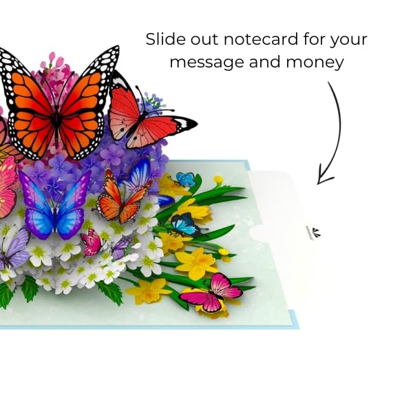 Hartensteler® Butterflies in Nature Pop Up Card - 3D Butterfly Card for Wife, Girlfriend & Mother (Birthday Card, Get Well, Thank You, Anniversary)