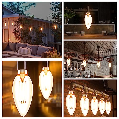 MEGAENERGY E12 LED Bulb Candelabra 40W Equivalent LED Chandelier Light Bulbs, 2700K Warm White, Non-Dimmable, 450Lumens Vintage LED Edison Bulb, CRI 80+, Clear Glass, Pack of 6