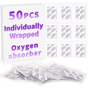 individually wrapped - midukit oxygen absorbers for food storage 500cc, 50 packs, food grade packs for long term food storage, mason jars, mylar bags, canning, dehydrated, preserved foods