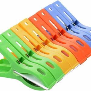 8 Pack Clothes Pins Beach Towel Clips Clothes Pegs Large Clips Clamps, Beach Towel Holder On Lounge Chairs Lawn Chair Keep Your Towel from Blowing Away Plastic Clothes Pegs Hanging Clip Clamps