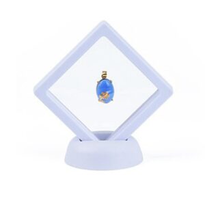 10 Pcs Diamond Shape Floating Display Case, 3D Floating Frame Display Holder Stands for Jewelry Commemorative Coin Medallions Fossil, 3.5 x 3.5 x 0.8 inches, White