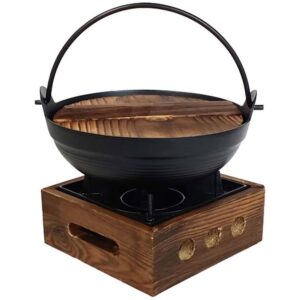 happyyami sukiyaki nonstick cookware sukiyaki pot cheese fondue japanese hot pot old shabu pot outdoor saucepan cast iron sauce pot handle wood + iron claypot soup hot pot