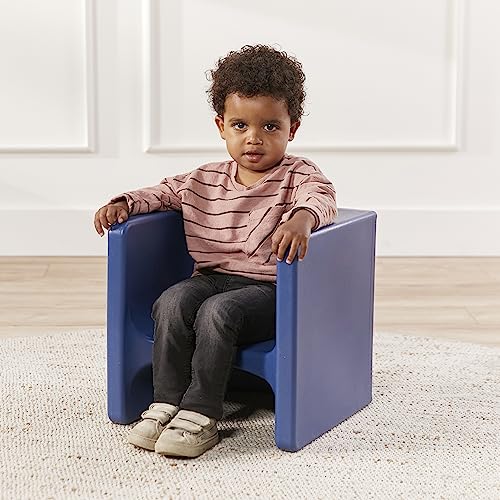 ECR4Kids Tri-Me Table and Cube Chair Set, Multipurpose Furniture, Navy, 3-Piece