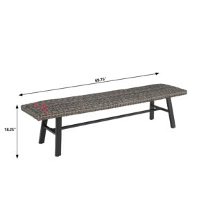 Ulax furniture Outdoor/Indoor Bench, Outdoor Dining Bench, All Weather Wicker Patio Seating for Garden, Porch, Backyard