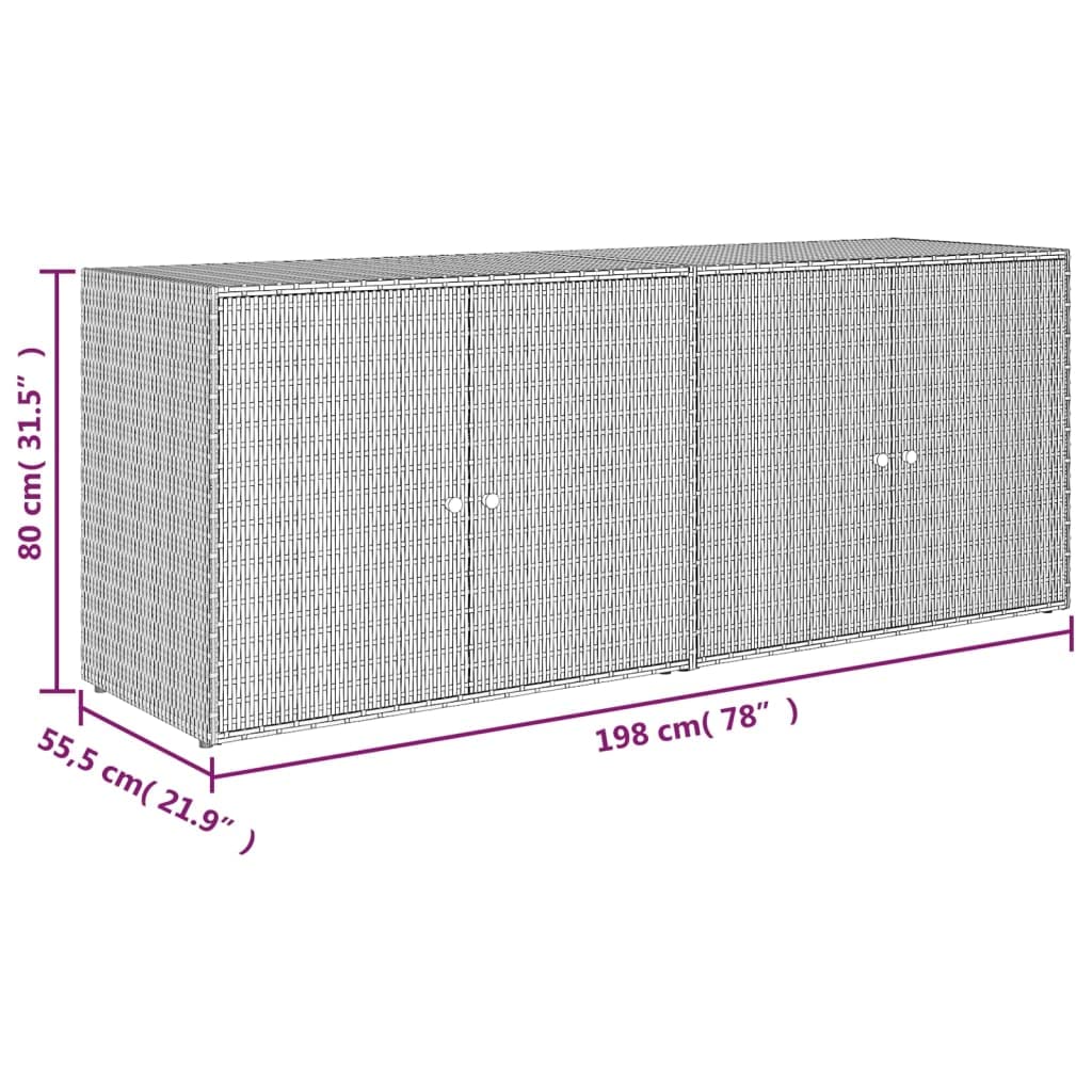 CHARMMA Outdoor Storage Cabinet Poly Rattan Garden Storage Shed with 4 Doors and Large Storage Compartment Weather Resistant Outdoor Storage Cabinet for Garden,Patio,Balcony Black 78"x21.9"x31.5"