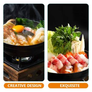 Happyyami Sukiyaki Nonstick Cookware Sukiyaki Pot Cheese Fondue Japanese Hot Pot Old Shabu Pot Outdoor Saucepan Cast Iron Sauce Pot Handle Wood + Iron Claypot Soup Hot Pot