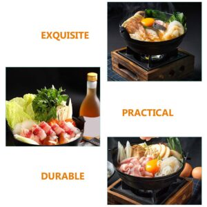 Happyyami Sukiyaki Nonstick Cookware Sukiyaki Pot Cheese Fondue Japanese Hot Pot Old Shabu Pot Outdoor Saucepan Cast Iron Sauce Pot Handle Wood + Iron Claypot Soup Hot Pot