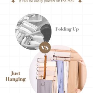 SMARTOR Pants Hangers Space Saving - 3 Pack Wood Jean Hangers for Closet Organizer - Jean Hangers Trouser Holder Closet Space Saving Hangers - Pants Organizer Hanger Space Saver Closet Organization