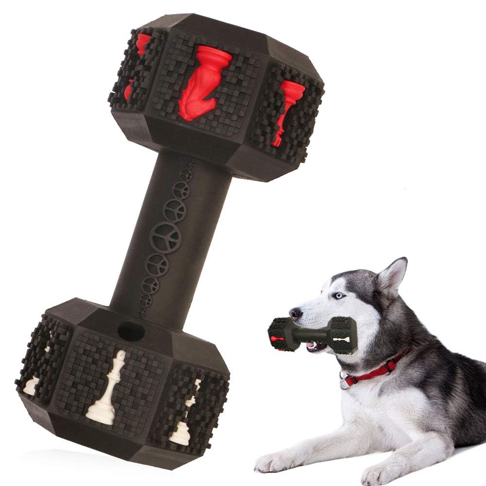 RongHousing Dumbbell Dogs Toys for Aggressive Chewers: Puppy Chew Toys with Bacon Milk Flavored - Interactive Dog Toys for Medium Large Breed.(XLarge, Black)