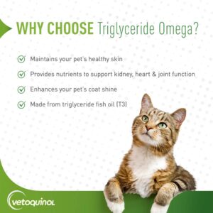 Vetoquinol Triglyceride Liquid Omega 3 Supplement for Dogs & Cats, Liquid Fish Oil Supplement w/EPA and DHA, Promotes Skin, Coat, Joint, & Immune Health, Omega 3 Fish Oil for Dogs & Cats, 8oz, 2 Pack