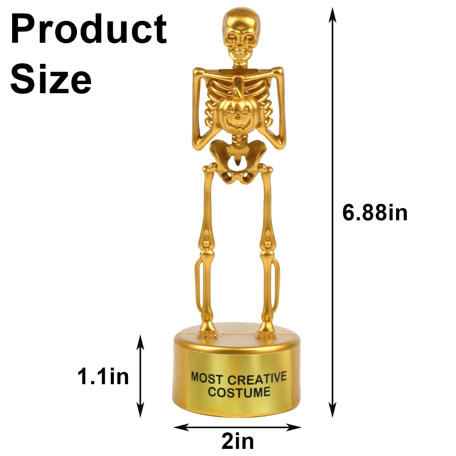 CCINEE 6 Halloween Best Costume Skeleton Trophy, Halloween Skull Party Favor Prizes Gold Bones Game Awards Costume Contest Event Trophy School Classroom Rewards Treats for Kids Goodie Bag Fillers