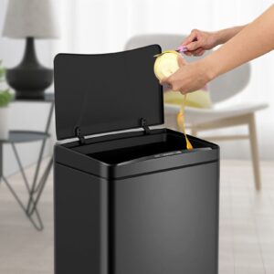 Garbage Recycling Bin Smart Induction Trash Can 13 Gallon Stainless Steel Automatic Trash Can Large Metal Indoor Trash Can with Lid, Powered by Batteries (not Included) Kitchen Trash Can ( Color : Gol