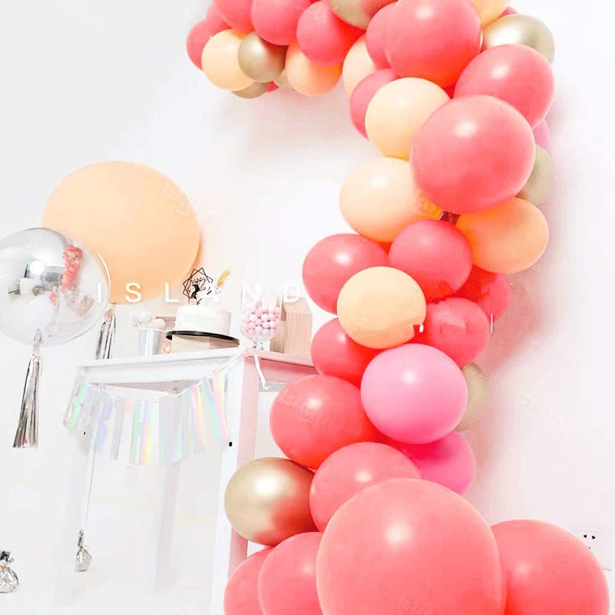 Coral Balloons 105Pcs 18/12/10/5 Inch Different Sizes Coral Red Balloon Arch Kit for Birthday Baby Shower Wedding Bridal Graduation Decoration Valentines Party Supplies