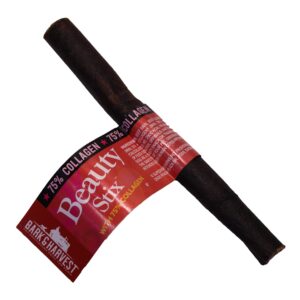 bark & harvest pet provisions from the farm beef collagen beauty stix dog treat | all natural & long lasting | bully stick & rawhide alternative | support healthy joints, skin & coat | 6" pack of 3