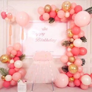 Coral Balloons 105Pcs 18/12/10/5 Inch Different Sizes Coral Red Balloon Arch Kit for Birthday Baby Shower Wedding Bridal Graduation Decoration Valentines Party Supplies