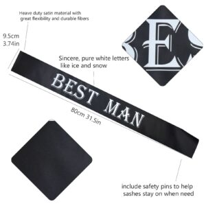 7 PCS Bachelorette Sashes Set for Groomsmen, Black Team Groom Sashes for Bachelor Bridal Shower Supplies Wedding Parties Decorations Favors Gifts