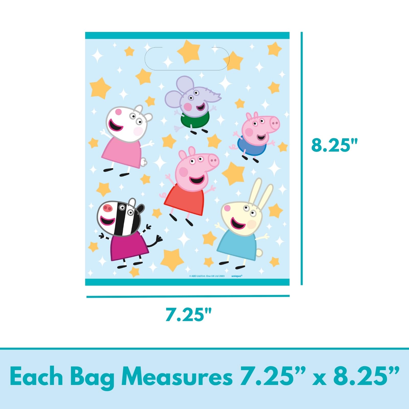 Unique Peppa Pig Party Favor Bags Pack - 16 Peppa Pig Goodie Bags, Checklist - Peppa Pig Party Decorations, Birthday Party Supplies, Officially Licensed