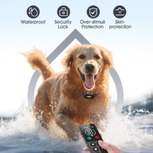 Dog Training Collar with Remote, Smart Dog Shock Collar with 3 Training Modes and Training Icons, Waterproof Electric Dog Shockers for Large and Medium Dogs (8-120 LBS)