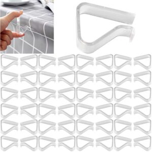 48 pieces transparent clear tablecloth clips, plastic table cloth clips，windproof table cover holder clamps，table cloth holder for christmas home wedding party indoor outdoor camping picnic (large)