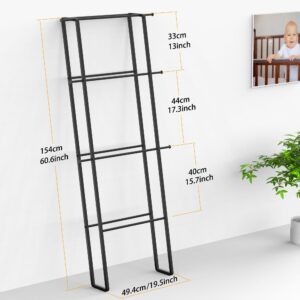 CANYAVE Blanket Ladder Towel Rack, Wall Leaning Ladder Towel Rack Blanket Holder Rack Drying Rack, 4-Tier Blanket Ladders for Living Room Bathroom (Matte Black)