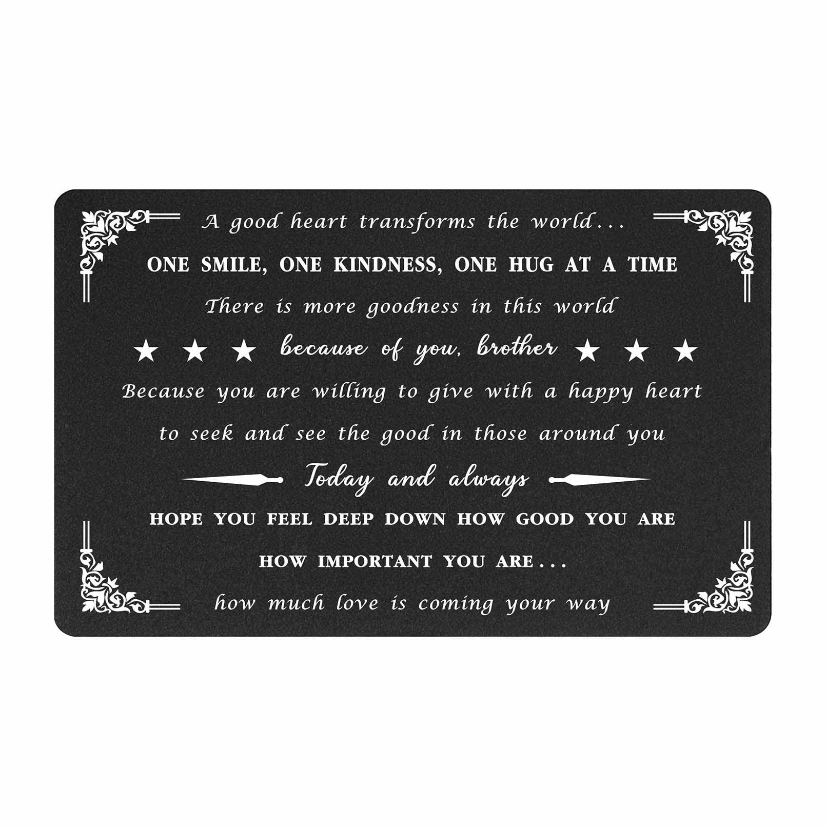 Levole Brother Gifts Brother Christmas Card - Gifts for Brother for Graduation Father's Day Christmas Valentines, Brother Card Engraved Black Aluminum