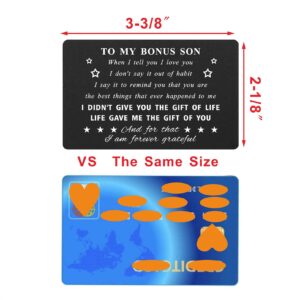 Bonus Son Gifts Stepson Christmas Card - Stepson Gifts for Father's Day Graduation Birthday Christmas Valentines, I Didn't Give You Life But Life Gave Me the Gift of You, Engraved Black Aluminum