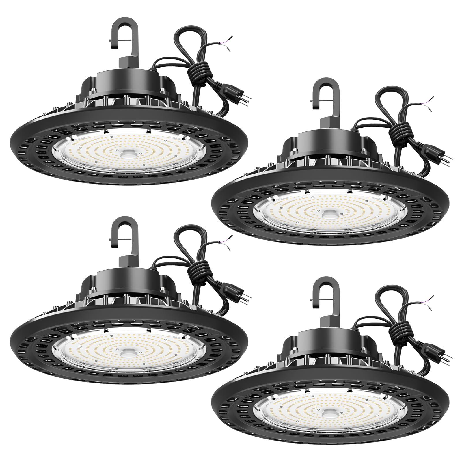 LED High Bay Light Super Bright Dimmable AC100-277V 240W 36000LM 5000K DLC/ETL Listed Lights 6ft with US Plug High Bay LED Light Warehouse Shop Barn Garage (4 Pack)