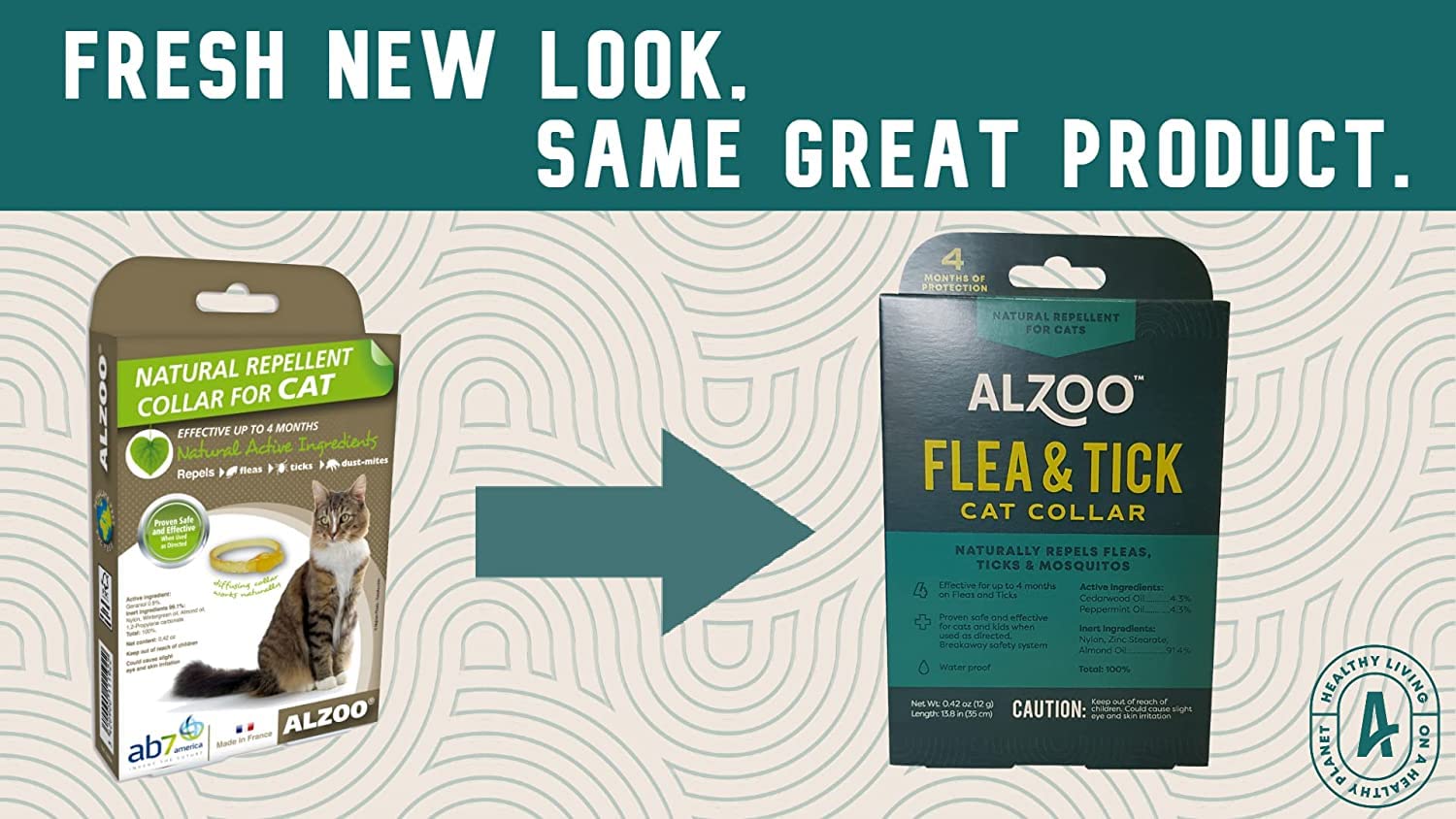 ALZOO Flea & Tick Cat Collar and Flea & Tick G+ Powder, 100% Plant-Based Active Ingredients