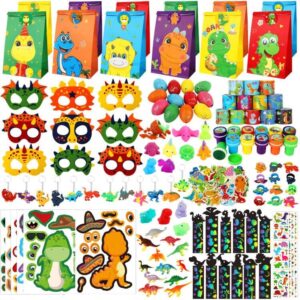 richsmile 230pcs dinosaur party favors, dinosaur birthday party supplies, dinosaur goodie bags for kids birthday, dinosaur gifts bags fillers pinata stuffers, dinosaur themed party toys